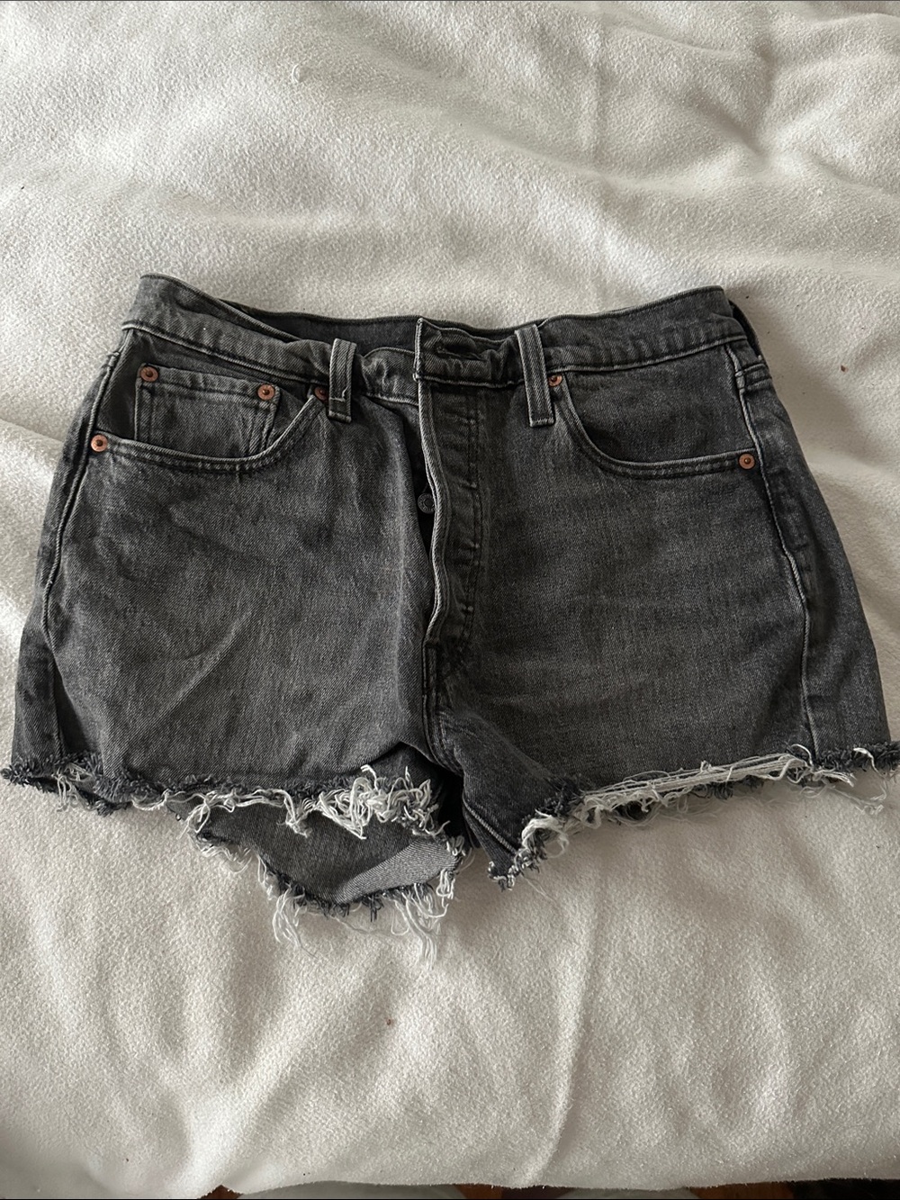Levi’s high rise button fly denim cutoff shorts